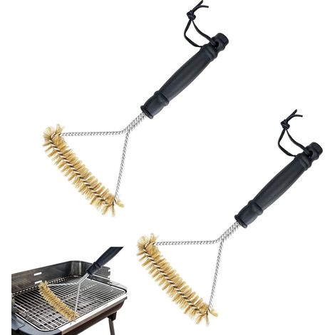 Brosse Barbecue 30 cm Triangulaire pour Nettoyage – Brosse en Laiton et Acier Inoxydable pour Grilles Barbecue à Gaz, Charbon, Fumoir ou Électrique – Résistante, Anti-Rouille et Durable (1/5)