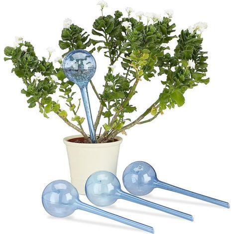 Boules d'arrosage bleues en plastique, lot de 4, distributeur d'eau pour plantes, 2 semaines, pot de fleurs (1/5)