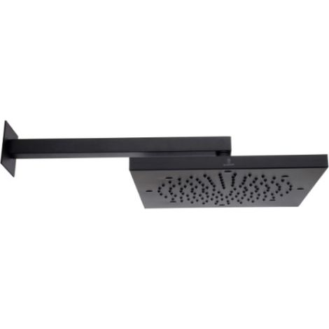 Pomme de tête Cube 260mm avec bras de fixation mural noir mat BLACK & WHITE - BOSSINI H69715G073 (1/2)