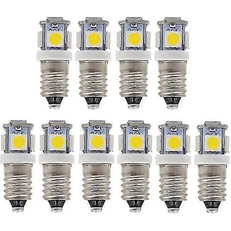10 ampoules LED E10 6V 5 SMD 0,5W 50lm - Blanc froid (1/5)