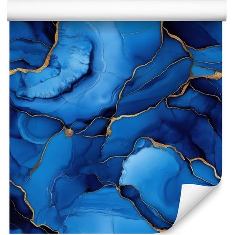 Carta da parati color inchiostro blu, blu navy, azzurro e nero 50x1000 cm (1/5)