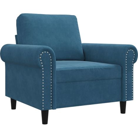 Fauteuil de Salon，Chaise，Fauteuil Bleu 60 cm Velours CFW843383 (1/5)