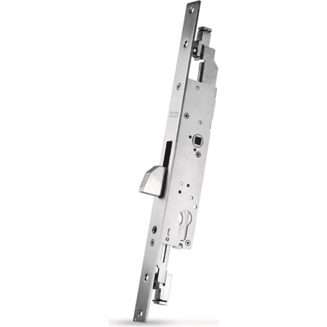 Serratura Corni Art. 98800 per inferriate frontale in acciaio inox 24x3 mm corsa aste 25 mm interasse 85 mm catenaccio basculante