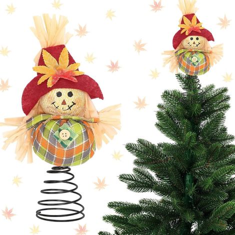 Scarecrow - Arbre De Thanksgiving - Décor Pour Sommet D'Arbre - Base Spirale - 20 X 6 Cm - Orange - 1 Pièce (1/5)
