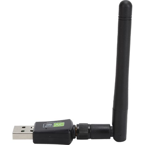 Adaptateur Wi-Fi USB avec antenne réceptrice, Ethernet 600 Mbps, carte réseau sans fil 2,4 GHz/5 GHz, noir