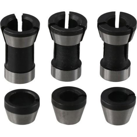 6mm 1/4" 8mm Router Collet Adapter, Steel Collets, Flush Trim Router Collet Adapters, Pack of 6