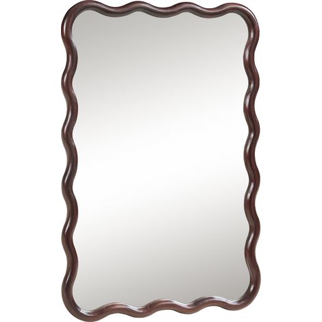 Specchio decorativo moderno da parete 90 x 60 cm marrone scuro 030010184