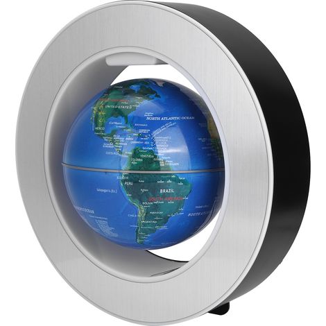 Globe magnétique bleu à suspension, globe flottant en forme de O, cadeau d'anniversaire, artisanat, décoration intérieure, 100-240 V (prise UE) (1/5)