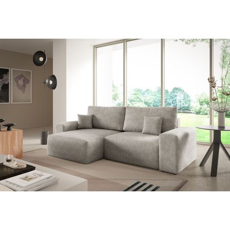 Ecksofa Schlafsofa Sofa ARONA XS in Stoff Centaur Graubeige Ottomane Links