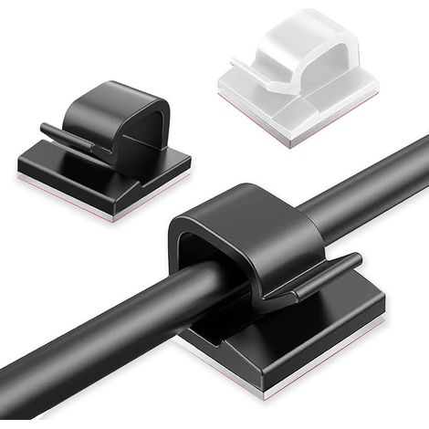Lot de 10 attaches-câbles autocollantes - Clips de fixation - Maintiennent les câbles en place jusqu'à 15 cm.-AquaForge (1/5)