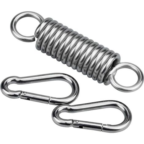 Inntek 3pcs Crochet à Ressort, Acier Inoxydable 304 Ressort pour Fauteuil Suspendu, avec 2 Mousquetons Résistants, Spring Hook (1/4)