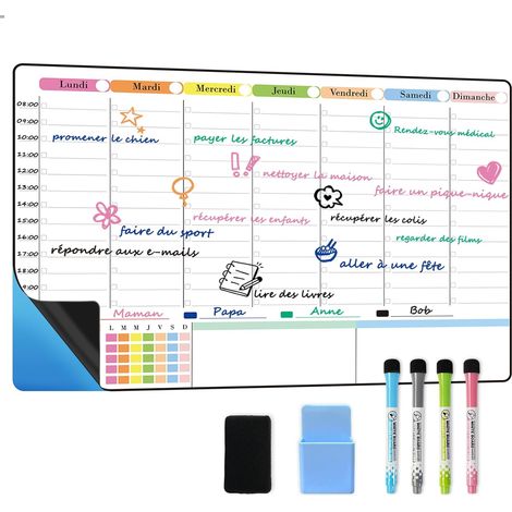 Tableau Semaine Effacable, Planning Hebdomadaire Effacable Mural (1/5)