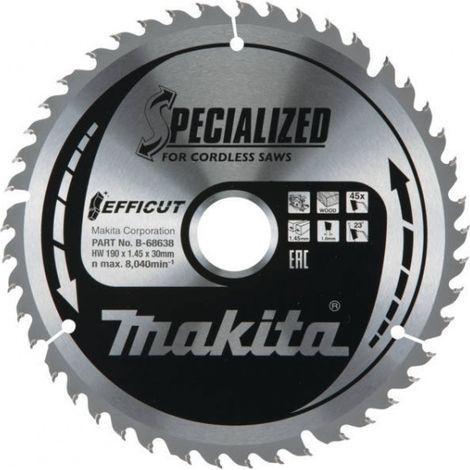 Makita – Lame de scie circulaire 190mm – B68638 – Ø alésage 30mm – Épaisseur 1.45mm – 45 dents pour coupe précise (1/6)