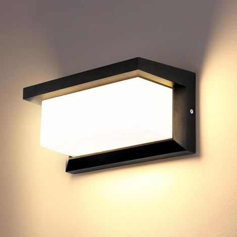 Applique murale d'extérieur étanche IP66, éclairage LED rectangulaire 18 W avec capteur pour balcon, rue, garage, terrasse, couloir, jardin (blanc chaud) [Classe énergétique G] (1/4)