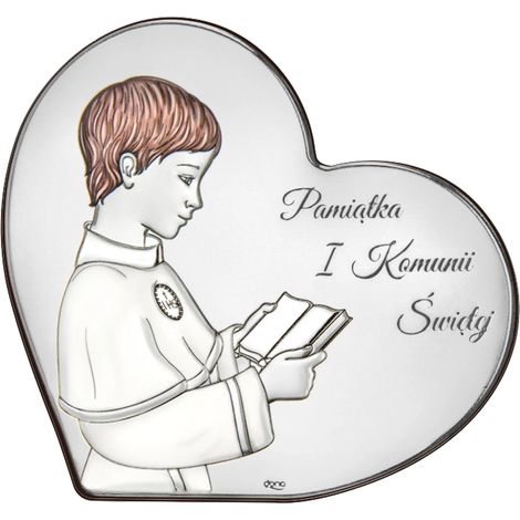 Souvenir della Prima Comunione per un bambino Quadro in argento Incisione regalo per la Comunione DS156-CO 8 x ​​7 cm (1/4)