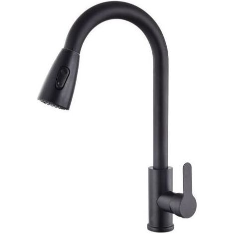 Rubinetto da cucina girevole e telescopico in acciaio inox nero per lavello da cucina (1/5)