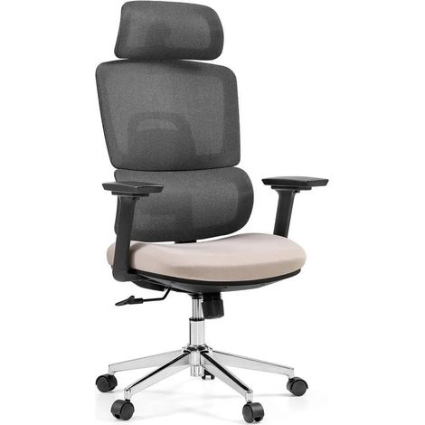 [NEUWERTIG] B-Ware Hjh Office Bürostuhl Drehstuhl Stuhl Ergomy Pro Stoff Armlehnen Dunkelgrau Beige