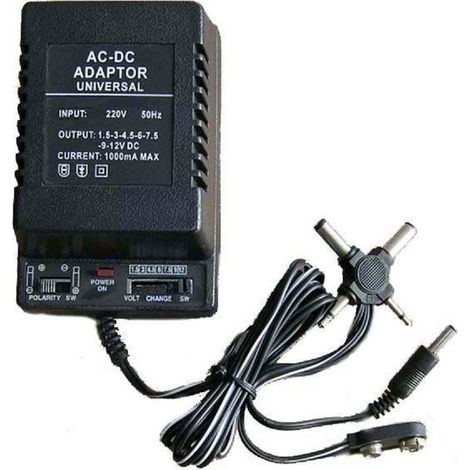 Transformateur 1000mA 1.5V à 12V AC/DC – Connecteurs inclus – Puissance 12W – Installation sur réseau électrique fixe (1/3)