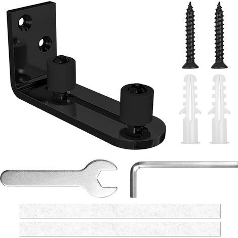 Guide Porte Coulissante Sol Guide de Plancher de Porte de Grange Noir Rouleau Réglable Guide au Sol 8 en 1 Ajustable Guide de Plancher Mur Guide de Rail Porte Coulissante Réglable pour Porte (1/5)