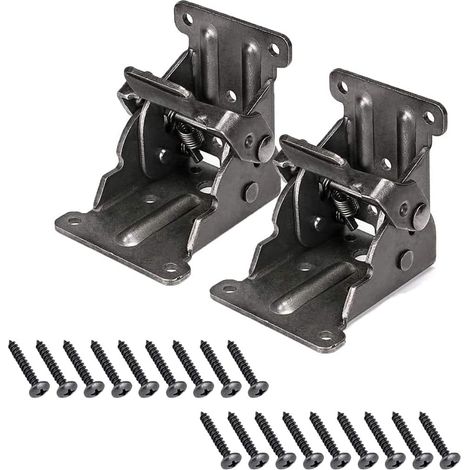 Pied de table à charnière pliable avec 20 vis, verrou de pliage, support de pied de console pliable pour charnière pliable en acier bronze foncé (2 pièces) (1/5)