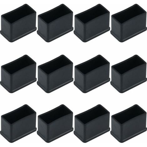 Lot de 12 embouts de protection rectangulaires en feutre de caoutchouc pour pieds de table ou de chaise Noir 15 x 30 mm, (1/5)