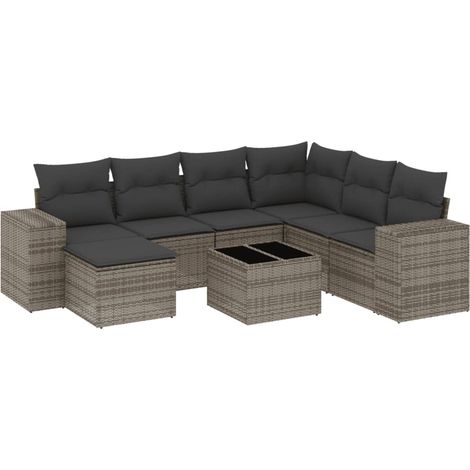 Maison Exclusive - 8-tlg. Garten-Sofagarnitur mit Kissen Grau Pol