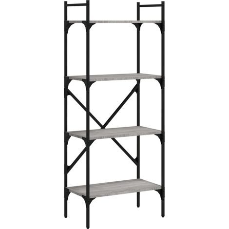 Maison Exclusive - Bücherregal 4 Fächer Grau Sonoma 56x31,5x138,5