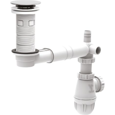 Desagüe de lavabo extra-plano ahorro de espacio, válvula de lavabo universal recortable, cromado y blanco NF