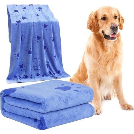 Serviette pour Chien, Serviette de Bain en Microfibre à Séchage Rapide pour Chien, Serviettes de Séchage pour Chien, Serviette de Bain pour Chien Ultra Absorbante pour Chiens et Chiots-bleu (1/5)