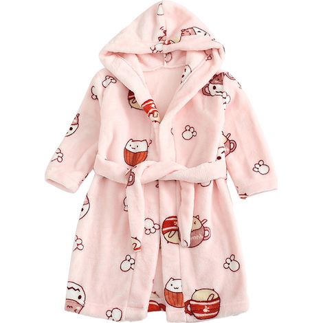 Peignoir En Flanelle Pour Enfant - Taille Unique - Idéal Après Bain Ou Natation - Avec Poche D'Angle Et Capuche - 1 Pièce (1/5)