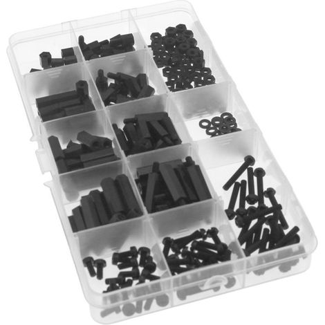 260pcs M3 Nylon M-F Entretoises hexagonales Vis Écrou Assortiment Kit (1/5)