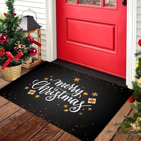 Tapis De Porte Noël - Gnome Thème Festif - Polyestère Antidérapant - Pour Entrée Extérieure Intérieure - 60 x 40 cm - 1 Pièce (1/5)