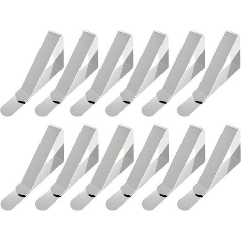 Tischdeckenklammern, 12 große Tischdeckenklammern aus Edelstahl für Tischdecken mit einer Dicke von 4,5 bis 7,5 cm, Silber (1/5)