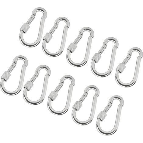 10 Mousquetons en Acier Inoxydable à Ressort, Accessoires d'Équipement pour Escalade et Randonnée
