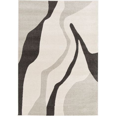 BOBOCHIC - Tapis poils ras ULYS motif abstrait 120x170 Gris (1/5)