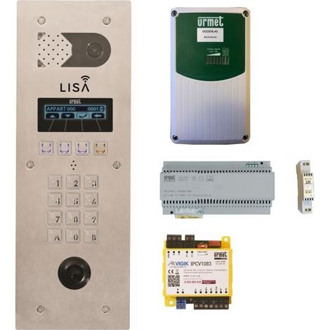 Urmet – Pack interphone GSM sans fil LISA – Platine inox 316L 2 lignes – Communication smartphone – Lecteur VIGIK – Alimentation incluse (1/3)