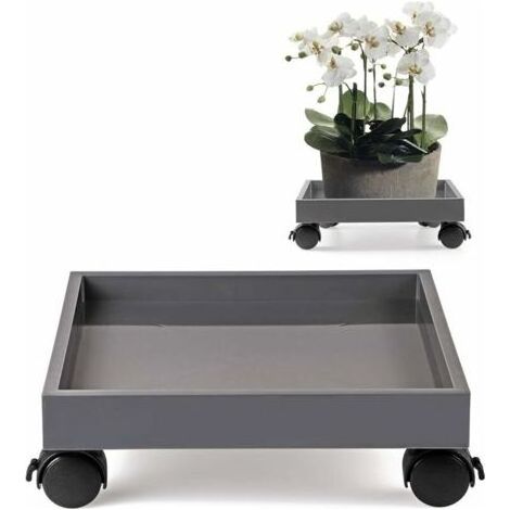 Blumenständer mit Rollen – Tragkraft 50 kg – Robustes PP-Harz – Lenkrollen mit Bremsen – 28 cm breit (1/5)