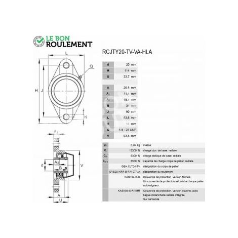 Palier plastique RCJTY20-TV-VA-HLA-INA