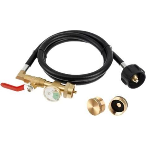 Adaptateur De Recharge Pour Bouteille De Gaz Propane, Raccord Pour Bouteille De Gaz Avec Jauge Luminescente, Connecteur En Laiton Avec u Pour Réservoir De Grill Camping BBQ Et VR (1/4)