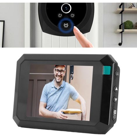 Sonnette vidéo intelligente de 3,97 pouces avec judas, caméra de judas, capture d'image automatique lorsqu'une personne entre, angle de vision ultra-large de 135°, analyse automatique des capteurs, vi (1/5)