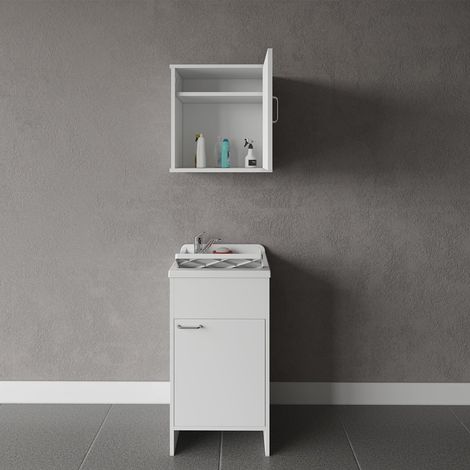 Ensemble de meubles de buanderie avec porte et placard suspendu Negrari COMP 1