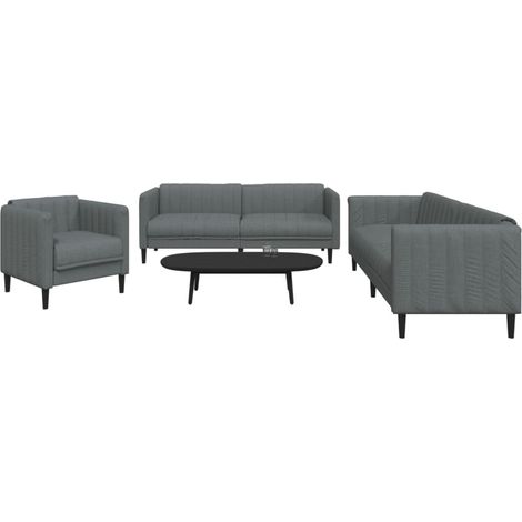 Ensemble de canapés 3 pcs gris foncé tissu (1/5)