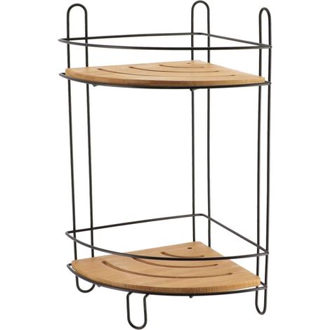 Scaffale angolare in filo di bambù a 2 livelli - bambù nero - Tendance