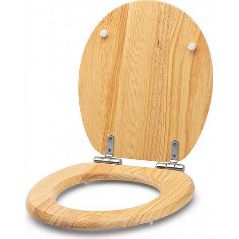 Copriwater in legno massello sganciabile chiusura ammortizzata marrone (1/5)