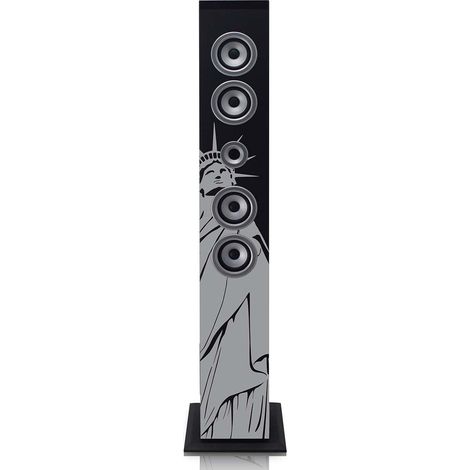 Enceinte tour Bluetooth, USB/SD/AUX, radio FM, écran LCD