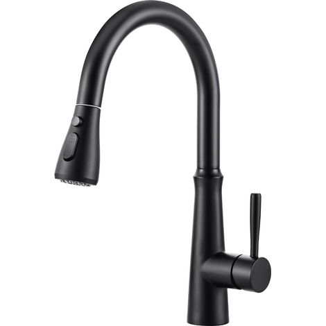 Robinet Cuisine, Douchette Extensible Mitigeur,360° d'Évier à Arc Élevé Haute Pression Pulvérisateur 2 Modes de jet d'eau, Nickel brossé