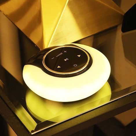 Veilleuse Bluetooth Haut-Parleur Sans Fil, 2 en 1 Portable Smart Touch Control Lampe de Chevet, Lampe de Chevet Musique LED, Meilleurs Cadeaux pour Fille Garçon Bébé-blanc chaud (1/5)