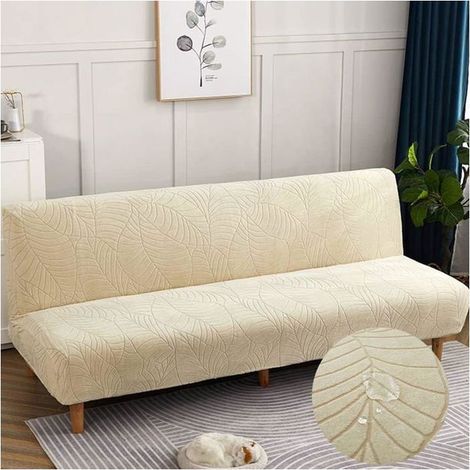 Housse de canapé clic-clac jacquard, extensible, imperméable, universelle sans accoudoirs,Beige, 160-190cm (1/4)