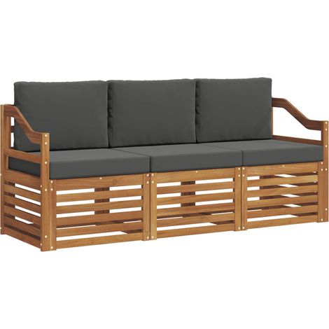 Set divani 3 pz Salotto da Giardino Naturale e Antracite Legno di Acacia Massello (1/5)