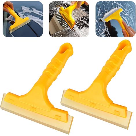 SHINING HOUSE Raclettes de douche, sol, voiture, fenêtre, porte, salle de bain, petite raclette en vinyle, pour douches, portes en verre, murs, lot de 2